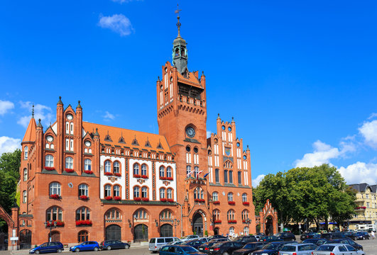 Fototapeta Neo-gothic Town Hall in Słupsk, Poland