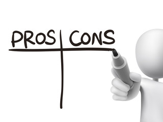 pros and cons words written by 3d man