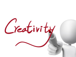 creativity word written by 3d man