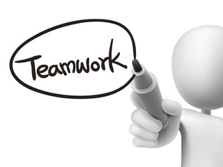 teamwork word written by 3d man