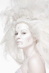 Woman with White Wig Posing as The Snow Queen