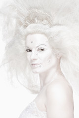 Woman with White Wig Posing as The Snow Queen