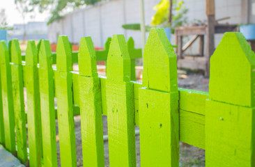 Green wooden fence