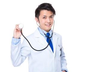 Doctor hold with stethoscope
