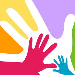 children and adults hands together