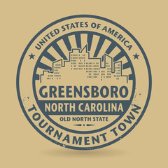 Rubber stamp with name of Greensboro, North Carolina