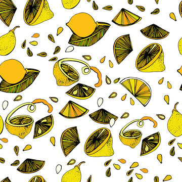 Seamless pattern with bright colorful image of limes on a white