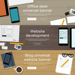 Set of website banners - office workplaces