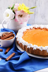 Composition of homemade pumpkin pie