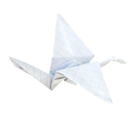 Origami crane, isolated on white