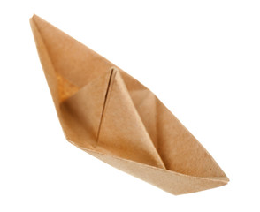 Origami boat, isolated on white