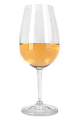 Wineglass with white wine isolated on white