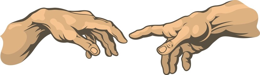 Hand to hand . Creation of Adam Michelangelo - obrazy, fototapety, plakaty