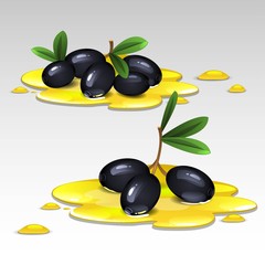 Black olives in the oil