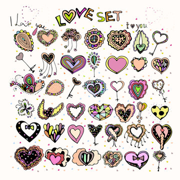 bright colorful image of icons with hearts