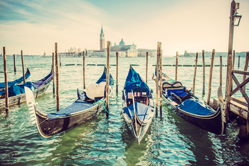 Fototapeta na wymiar Gondolas at the Piazza San Marco, Venice
