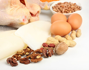 Food high in protein close-up