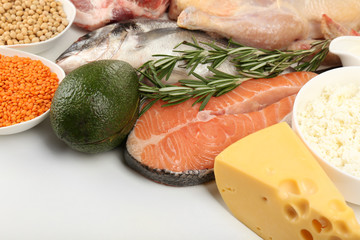 Food high in protein close-up