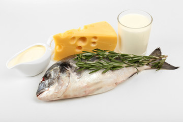 Food high in protein isolated on white