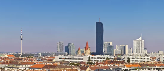 Zelfklevend Fotobehang Skyline van de Donaustad Wenen © Creativemarc