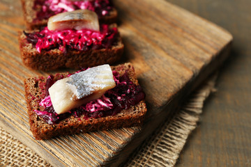 Canape herring with beets