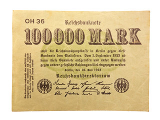 Inflationsgeld Reichsbanknote 25.07.1923 einhunderttausend Mark