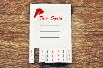 letter to santa on advertising paper notice and tear off feedbac