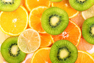 Sliced citrus close-up background
