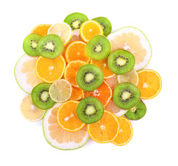 Fototapeta na wymiar Sliced citrus isolated on white close up
