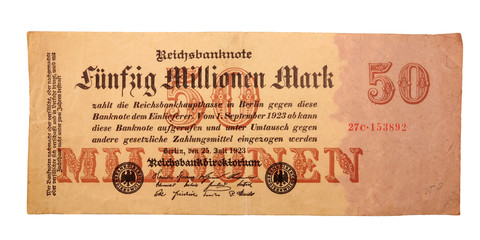 Inflationsgeld Reichsbanknote  25.07.1923 Fünfzig Millionen Mark