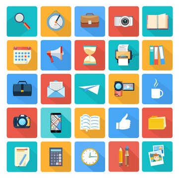 Business, office and marketing items icons