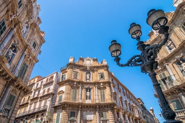 Foto op Plexiglas Piazza Pretoria-gebouwen in Palermo, Italië © eddygaleotti
