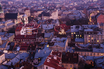 Fototapeta na wymiar Twilight in Lviv