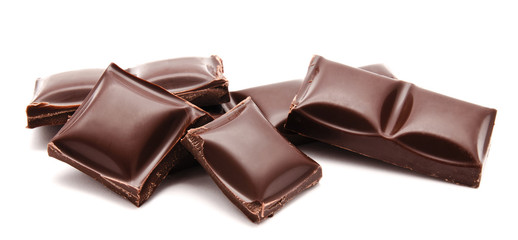 Dark chocolate bars stack isolated on a white