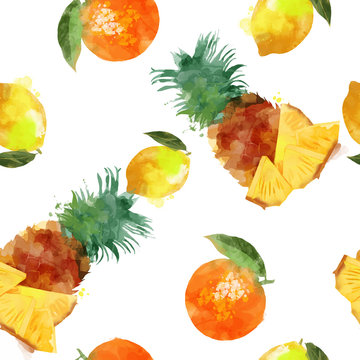 Watercolor fruits texture pattern