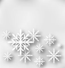 Christmas greeting card with paper snowflakes