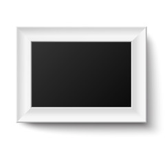 Horizontal white A4 wooden frame for picture or text isolated