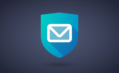 Long shadow shield icon with an email sign