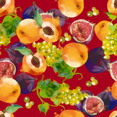 Watercolor fruits texture pattern
