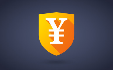 Long shadow shield icon with a currency sign