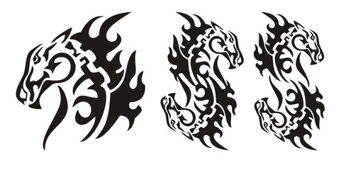 Obraz premium Tribal horse head and double horse sing