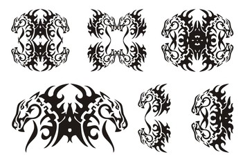 Tribal horse elements. Black on the white