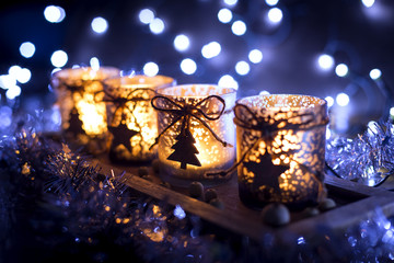 Advent, four candles decorated