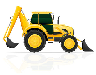 tractor with bucket front and rear vector illustration