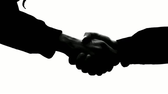 Black and white silhouette handshake 50 fps