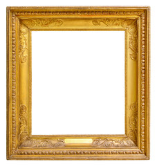 Gold vintage frame isolated on white background