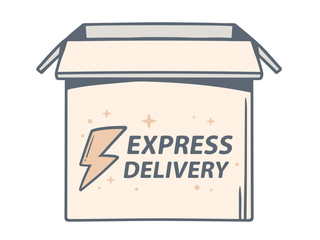 Vector illustration of open box with icon of express delivery on