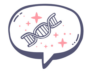 Vector illustration of bubble with icon of dna molecule chain on