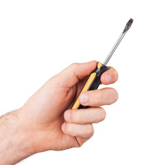 Single slotted screwdriver with plastic grip
