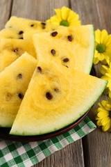 Slices of yellow watermelon